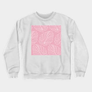 Pink Tropical Leaves Pattern Crewneck Sweatshirt